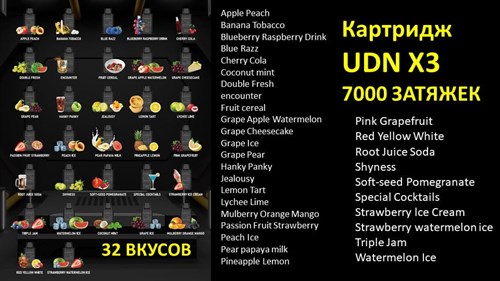 Картриджи UDN X3 - 7000 затяжек 3351 - фото 10654