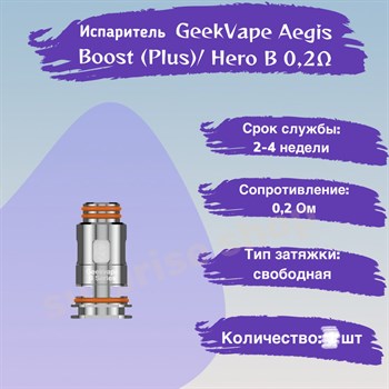 Испарители B Coil B0.2 ohm - 5 шт. для GeekVape Aegis Boost (Plus / luxury edition / Hero / Z50 kit / Z nano tank / H45 /M100)/ Hero 2777